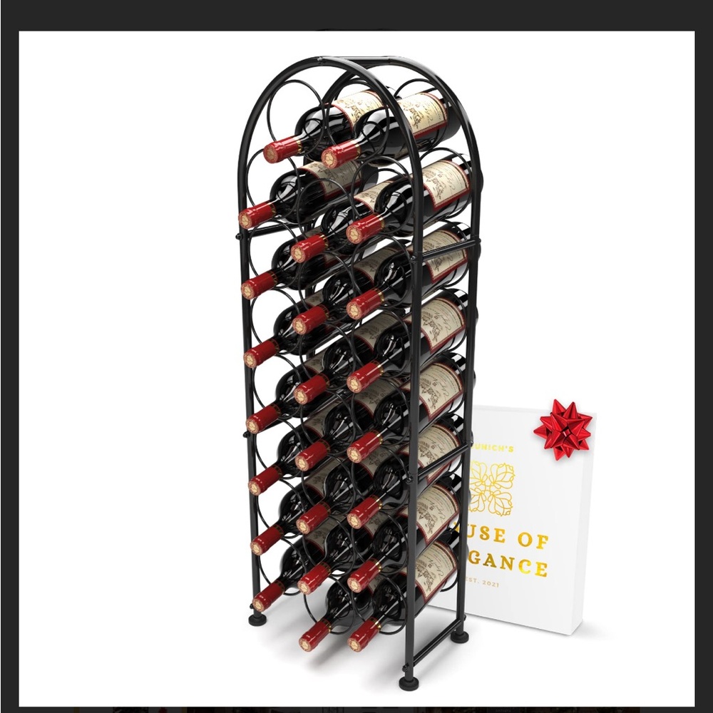 House of Elegance Wine Rack standing Black Metal 23 bottle holder